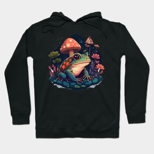 Cottagecore aesthetic frog on Mushroom Hoodie